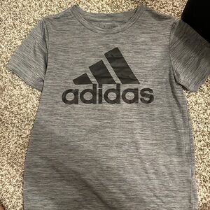 Adidas Kids Heather Gray Tee with Black Logo